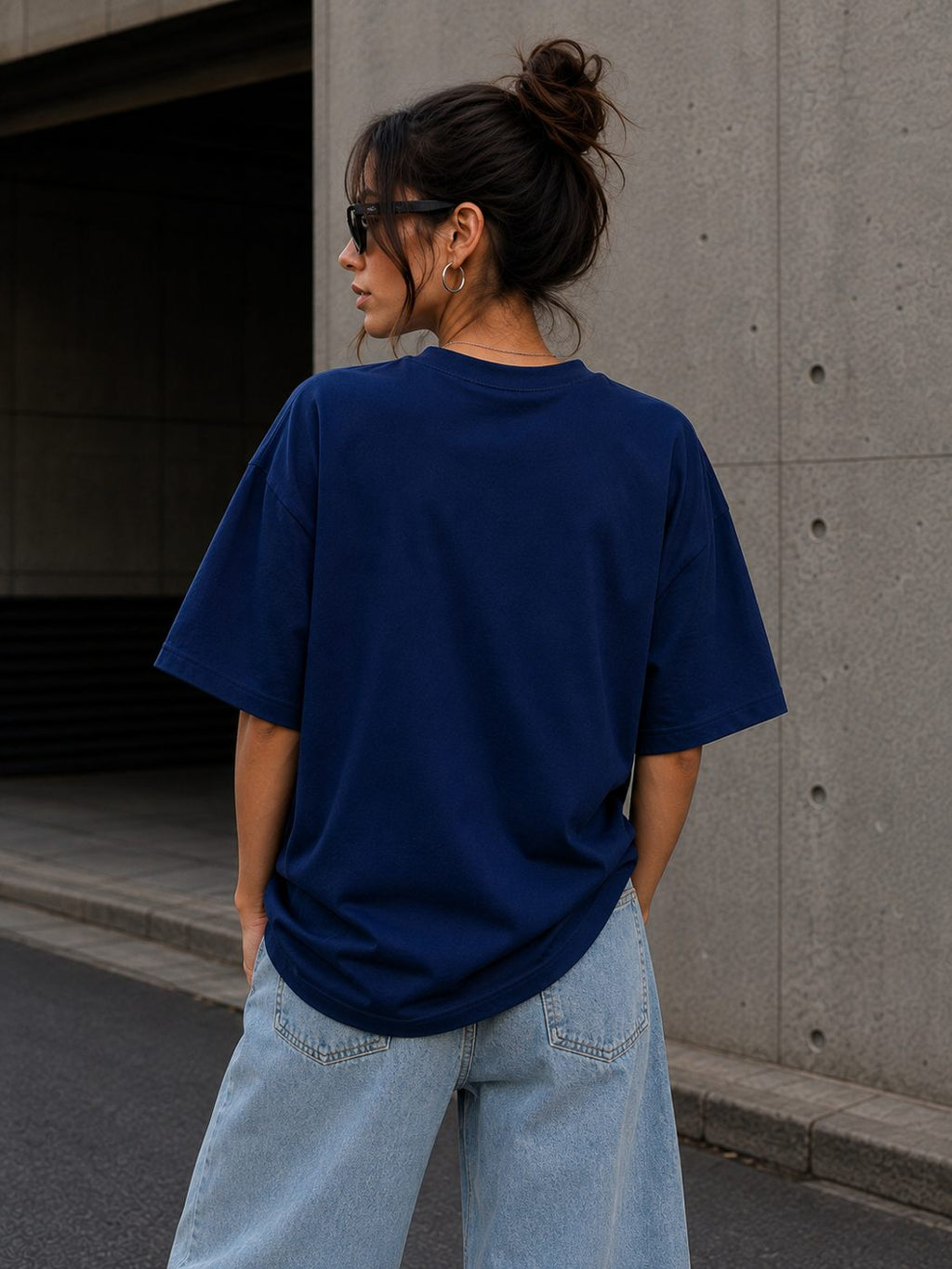 Blue FLEX WITH FLUX oversized tee back